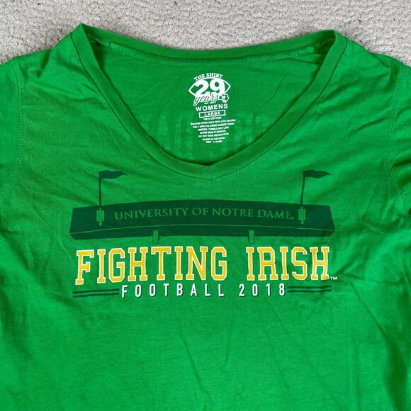 Notre Dame T Shirt Women L Green Fighting Irish 2018 No Breaking Point 29 Years - Picture 3 of 11